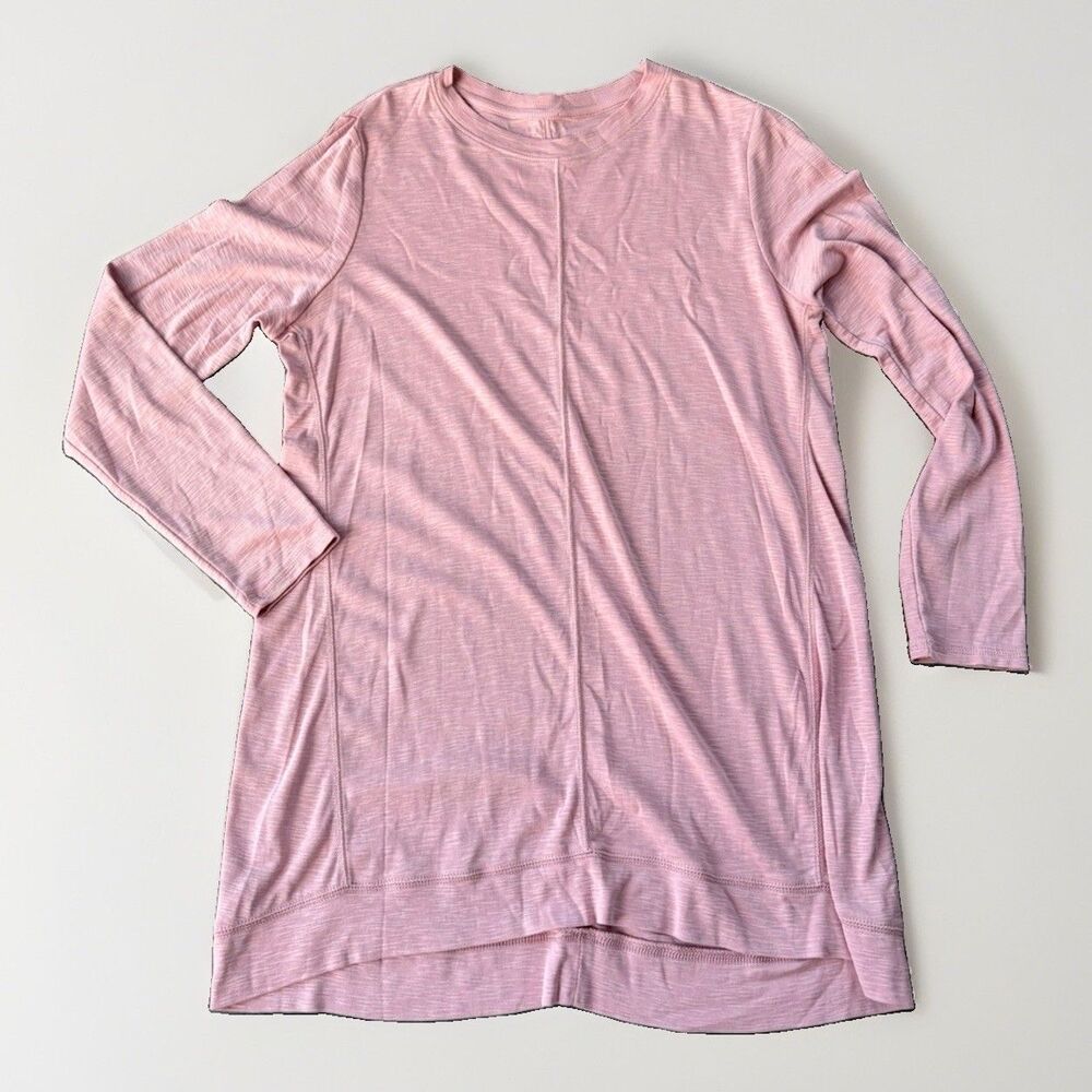J Jill Pima Cotton Elliptical Tunic Top Pink Long Sleeve Seam Detail Women’s M